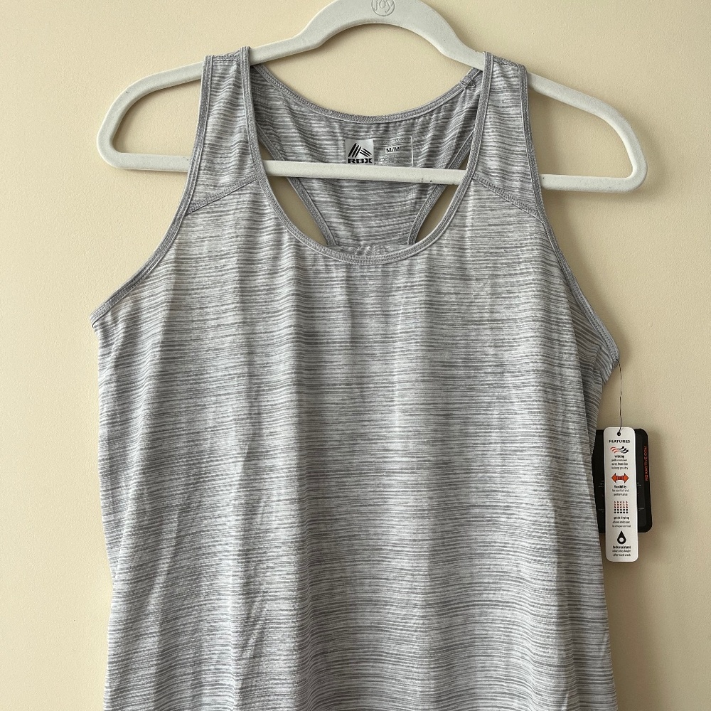 NWT RBX Activewear Grey Crisscross Back Tank, Size Medium